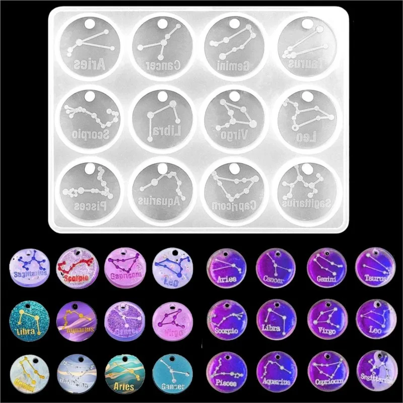 Resin Art Essentials - 12 Zodiac Constellation Resin Molds Round