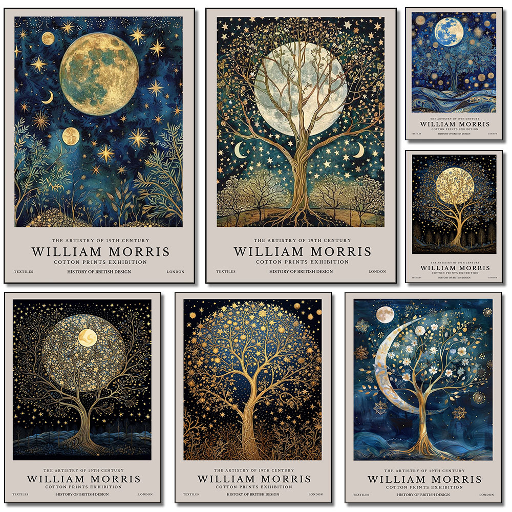 Resin Art Studio - Retro William Morris Moon and Stars