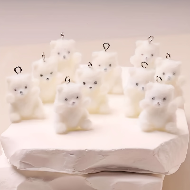 Resin Art Things - 6Pcs Polar Bear Resin Charms Christmas