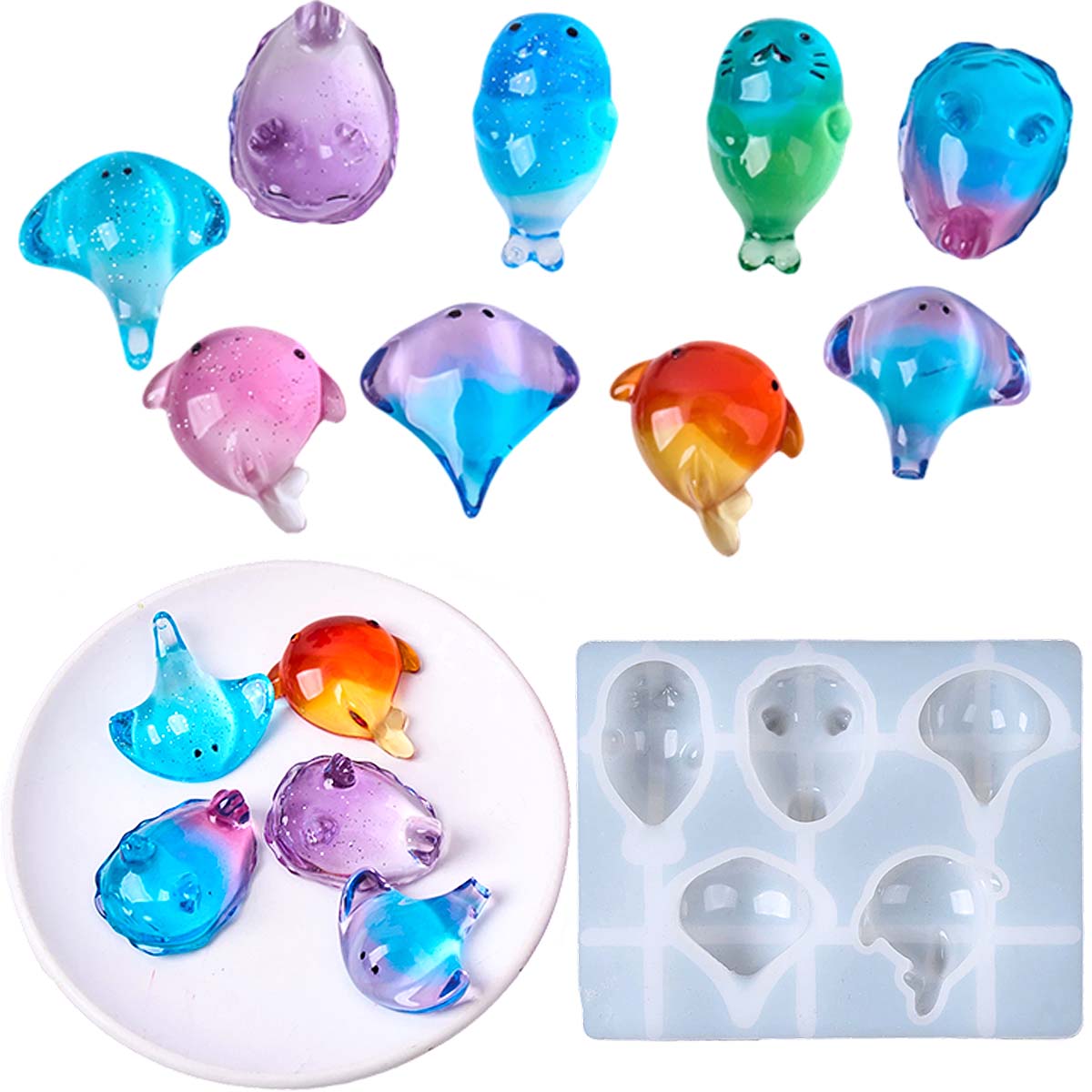 Resin Art Mold - 3D Healing Kawaii Manta Ray Whale