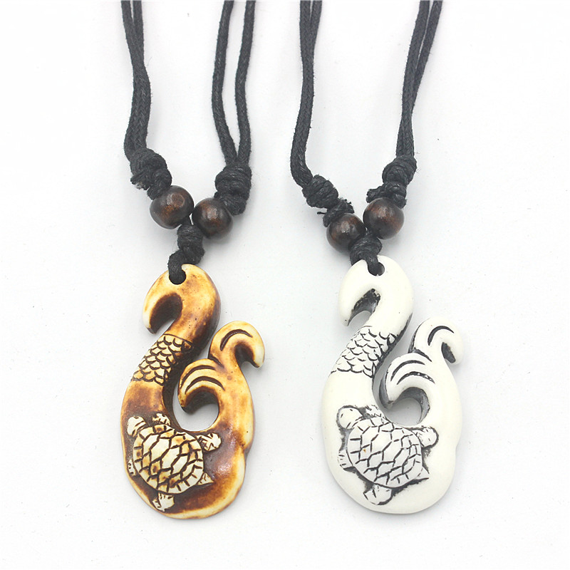 Resin Art Necklace - RUEMOY Maori Fish Hook Sea Turtle