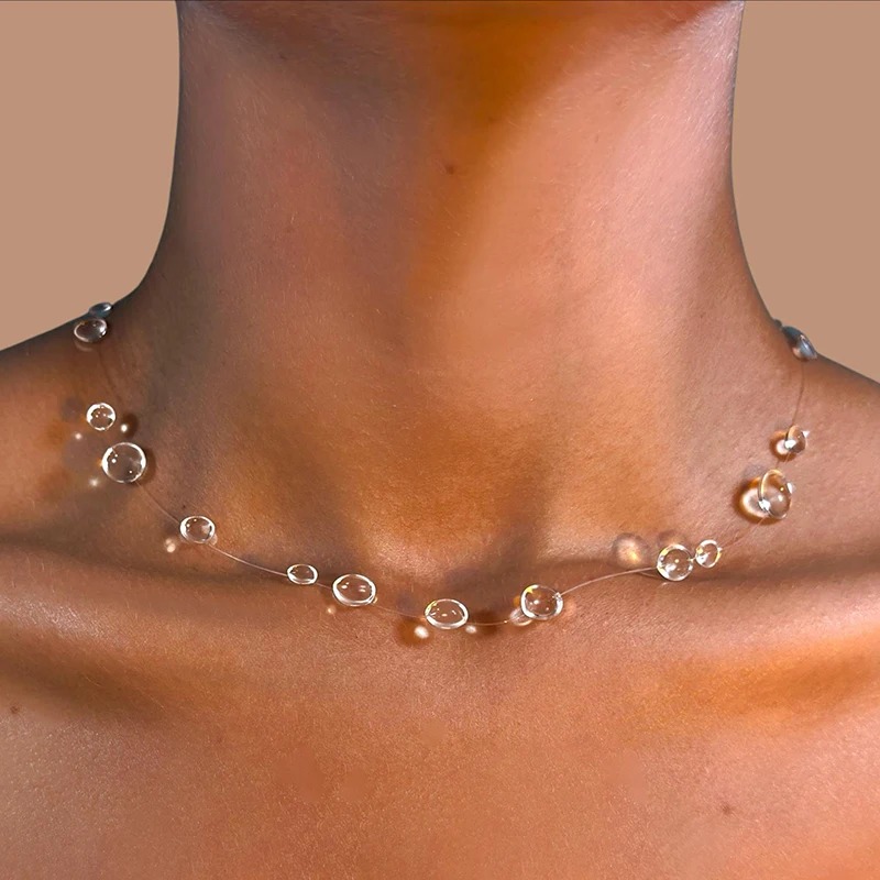 Clear Water Drop Necklace Tran - Resin Art Necklace review and price