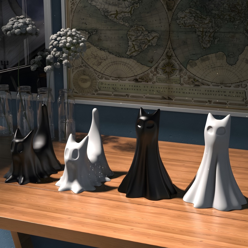 Ghost Cat Halloween Desktop Or - Resin Art Letters review and price