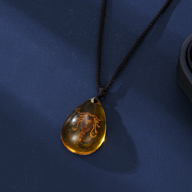 Retro Amber Pendant Necklace F - Resin Art Necklace review and price