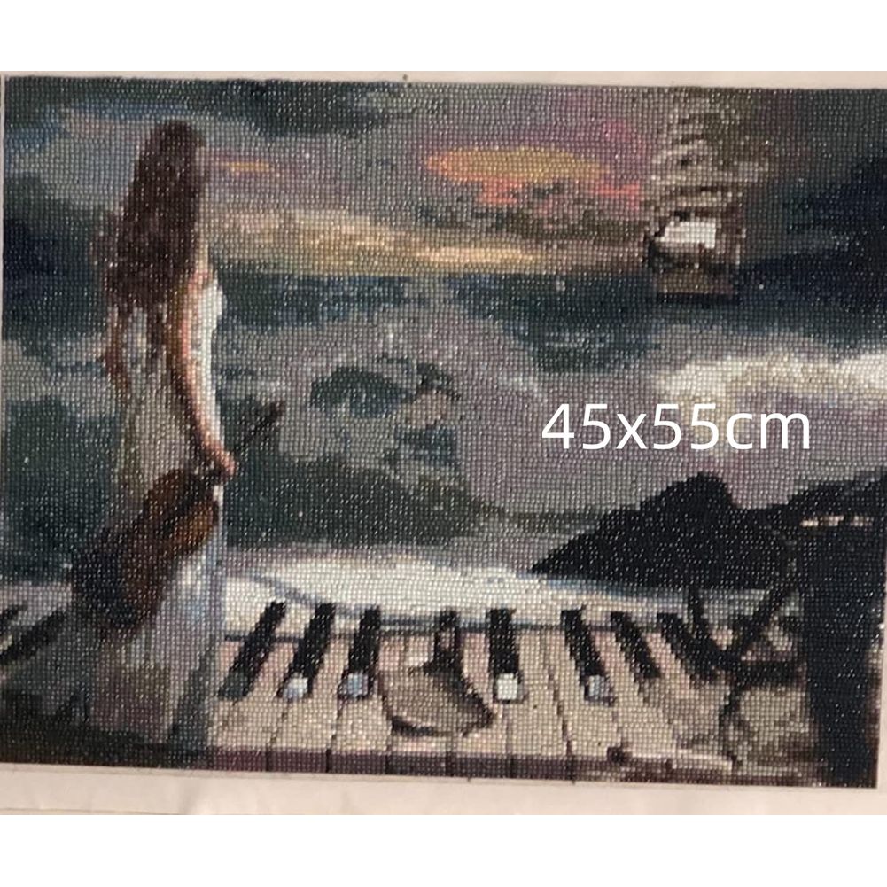 Girl Playing Piano DIY 5D Diam - Resin Art Studio review and price