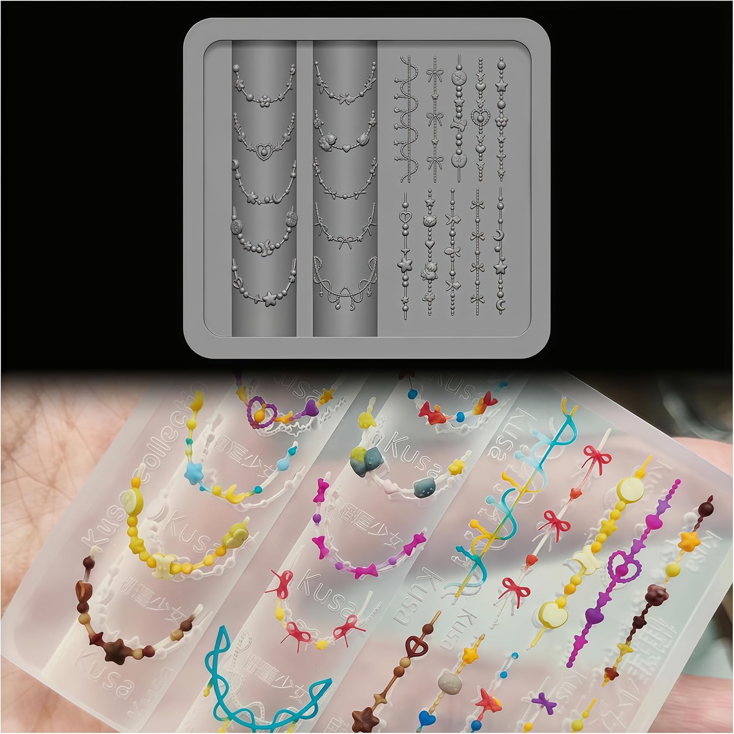 3D Bead Necklace Gel Nail Art  - Resin Art Necklace review and price