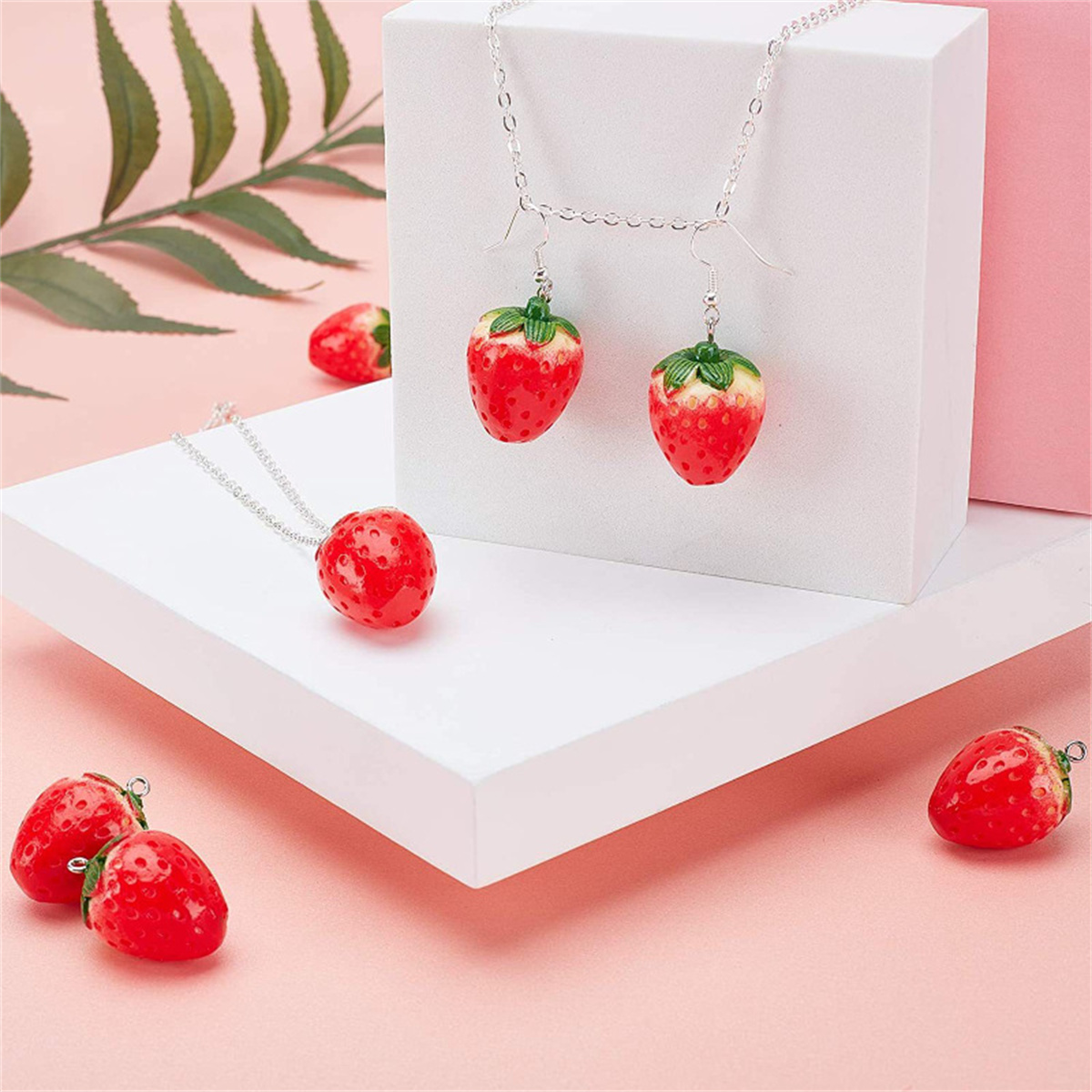 SG04 Cute 5pcs Strawberry Frui - Resin Art Necklace review and price