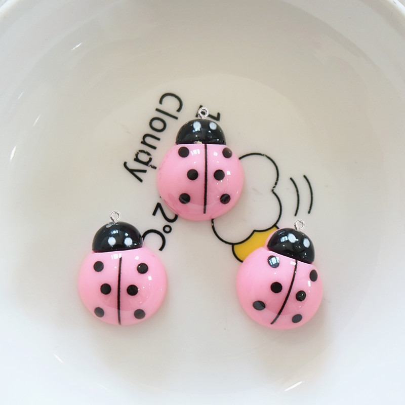 10Pcs Shiny Ladybug Flat Back  - Resin Art Necklace review and price