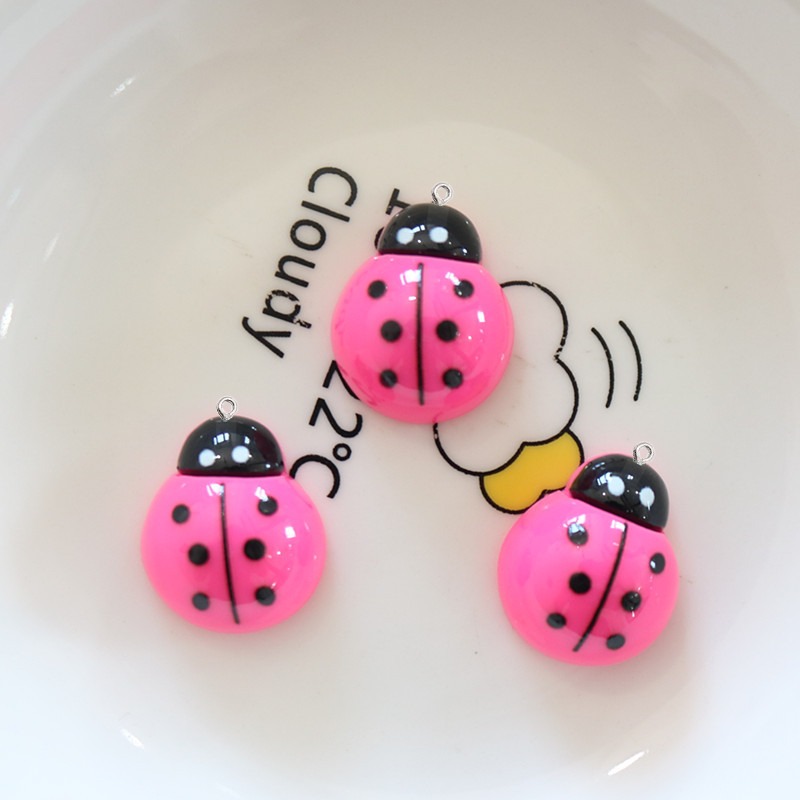 10Pcs Shiny Ladybug Flat Back  - Resin Art Necklace review and price
