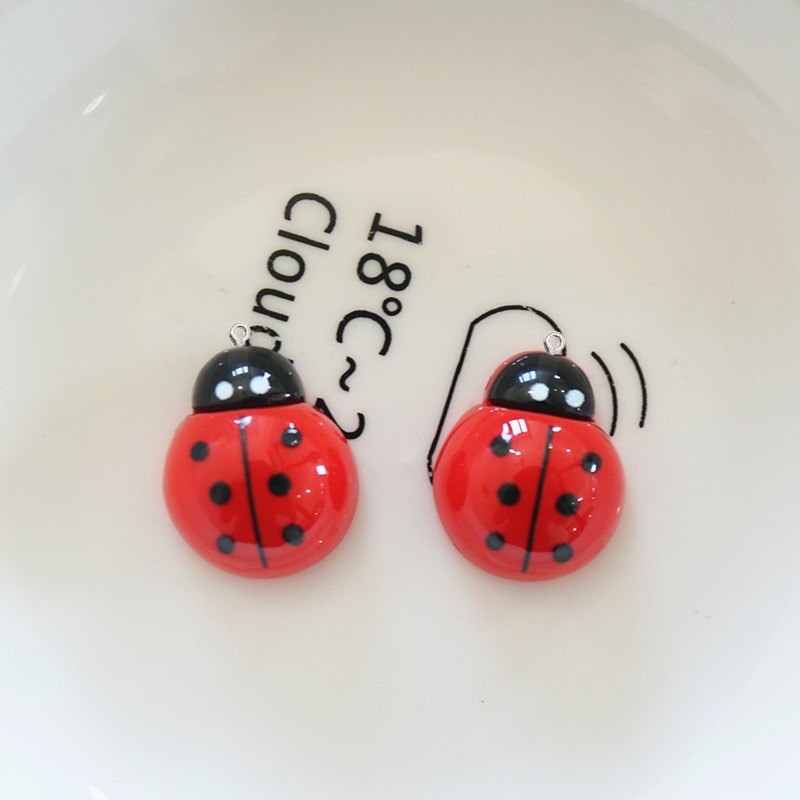 10Pcs Shiny Ladybug Flat Back  - Resin Art Necklace review and price